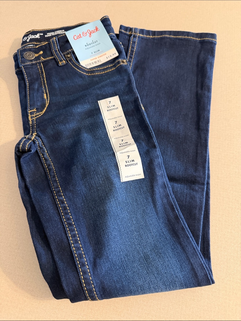 NWT Cat & Jack Dark Blue Flare Jeans - Girls slim bootcut size 7 - Picture 4 of 5